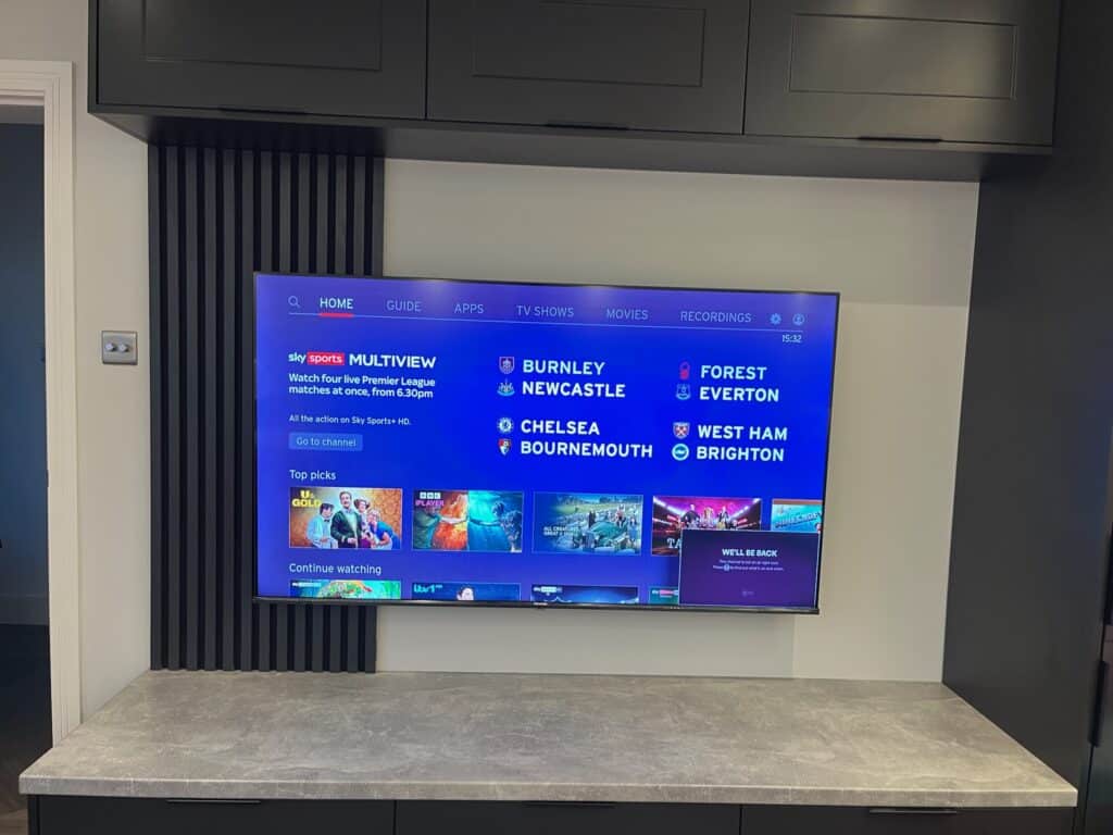 65" LG TV Mounted on Acoustic Panels in Stratford, E15, East London